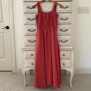 Vici Smocked Pocketed Midi Dress